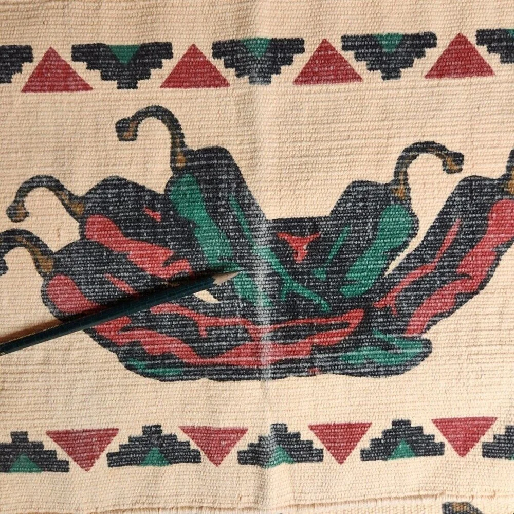 Southwest Peppers Placemats Set X 4 Coarse Weave Beige Cotton Rustic Western